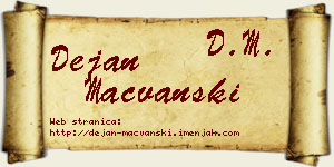 Dejan Mačvanski vizit kartica
